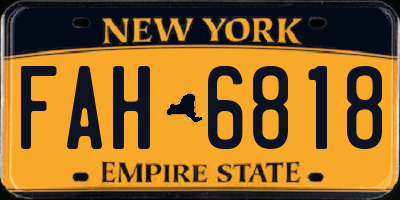 NY license plate FAH6818
