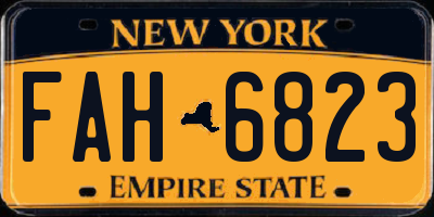 NY license plate FAH6823