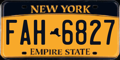 NY license plate FAH6827