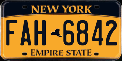 NY license plate FAH6842