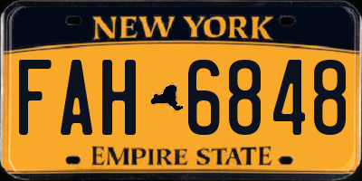 NY license plate FAH6848