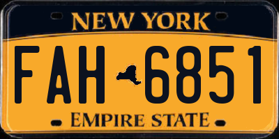 NY license plate FAH6851