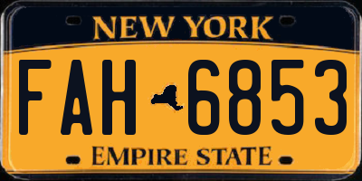 NY license plate FAH6853