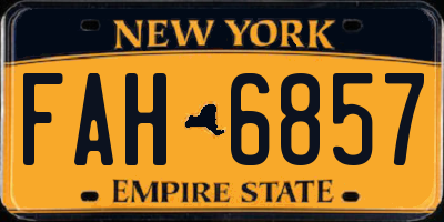 NY license plate FAH6857