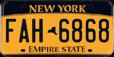 NY license plate FAH6868