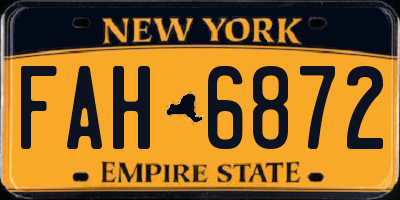NY license plate FAH6872