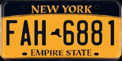 NY license plate FAH6881