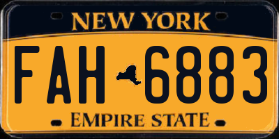 NY license plate FAH6883