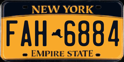 NY license plate FAH6884