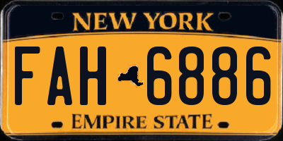 NY license plate FAH6886