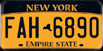 NY license plate FAH6890