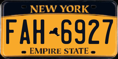 NY license plate FAH6927