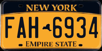 NY license plate FAH6934