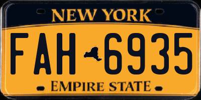 NY license plate FAH6935