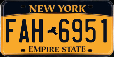 NY license plate FAH6951