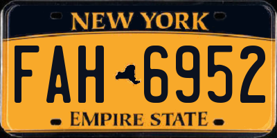 NY license plate FAH6952