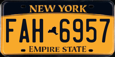 NY license plate FAH6957