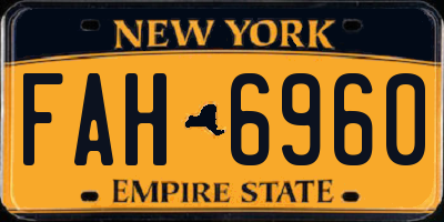 NY license plate FAH6960