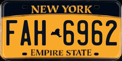 NY license plate FAH6962