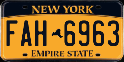 NY license plate FAH6963