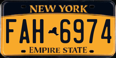 NY license plate FAH6974