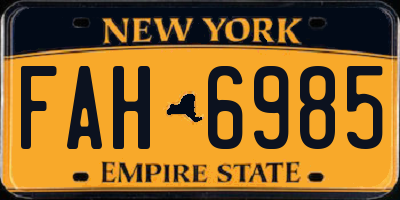 NY license plate FAH6985