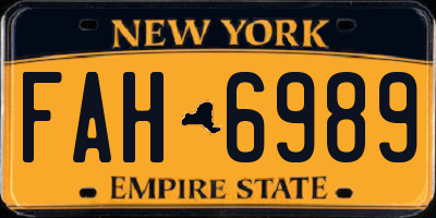 NY license plate FAH6989
