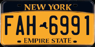 NY license plate FAH6991