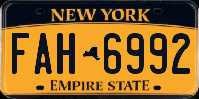 NY license plate FAH6992