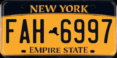 NY license plate FAH6997