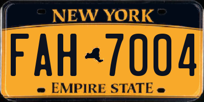 NY license plate FAH7004