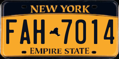NY license plate FAH7014