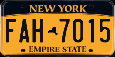 NY license plate FAH7015