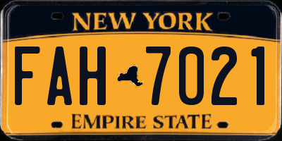NY license plate FAH7021
