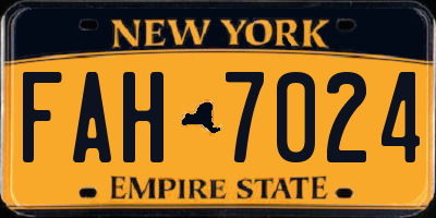 NY license plate FAH7024