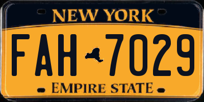 NY license plate FAH7029