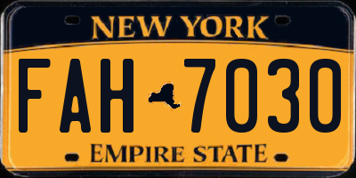 NY license plate FAH7030