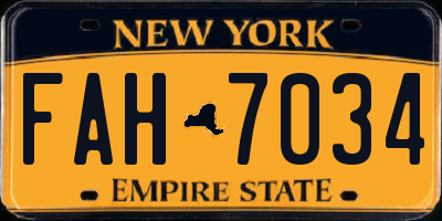 NY license plate FAH7034