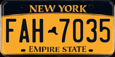 NY license plate FAH7035