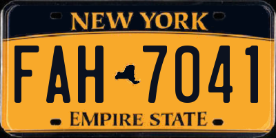 NY license plate FAH7041