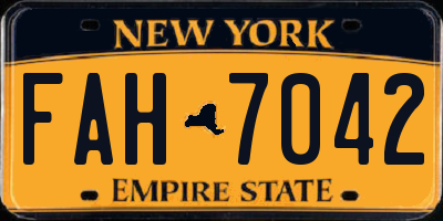 NY license plate FAH7042