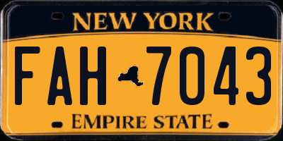 NY license plate FAH7043