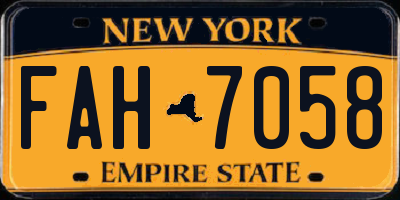 NY license plate FAH7058