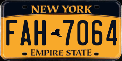 NY license plate FAH7064