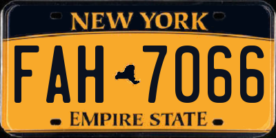 NY license plate FAH7066