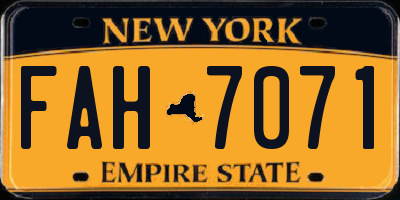 NY license plate FAH7071