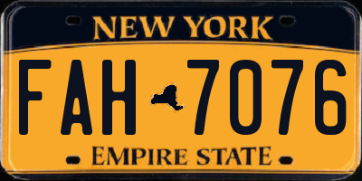 NY license plate FAH7076