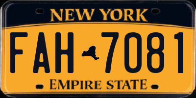 NY license plate FAH7081