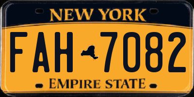 NY license plate FAH7082