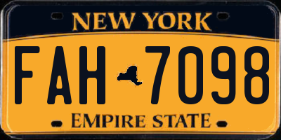 NY license plate FAH7098